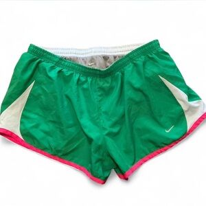 Nike Women's Athletic Shorts in Green with Pink Trim